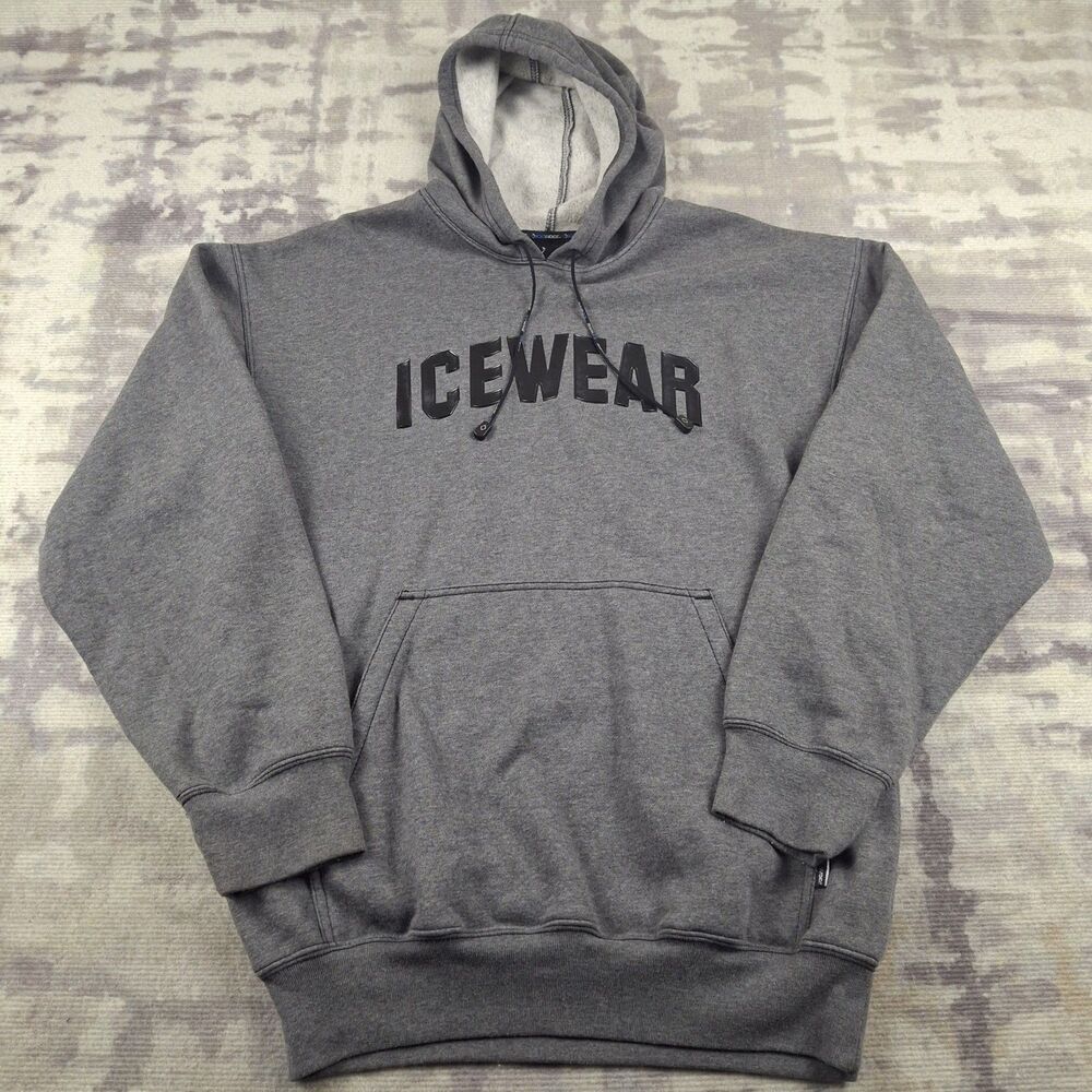 Icewear Iceland Mens Gray Pullover Hoodie Sweatshirt Gel Logo Fleece L